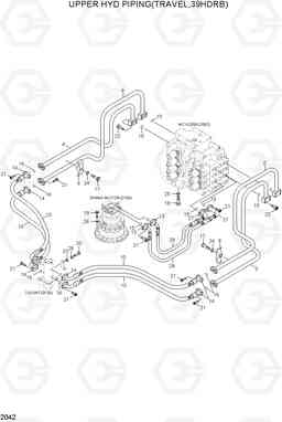 2042 UPPER HYD PIPING(TRAVEL,39HDRB) 42HDLL/39HDRB, Hyundai