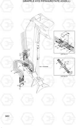 2491 GRAPPLE HYD PIPING 2(ROTATE,42HDLL) 42HDLL/39HDRB, Hyundai