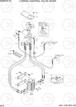 3010 2-SPOOL CONTROL LEVER 50/60/70D-7A, Hyundai