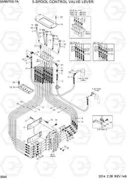 3040 5-SPOOL CONTROL LEVER 50/60/70D-7A, Hyundai