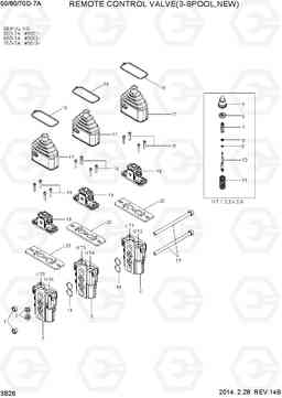 3B26 REMOTE CONTROL VALVE(3-SPOOL,NEW) 50/60/70D-7A, Hyundai