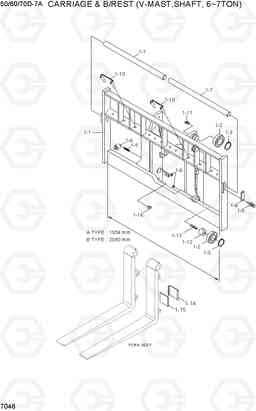 7046 CARRIAGE & B/REST(V-MAST,SHAFT, 6/7TON) 50/60/70D-7A, Hyundai