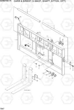 7047 CARR & B/REST(V-MAST,SHAFT, 6/7TON, OPT) 50/60/70D-7A, Hyundai