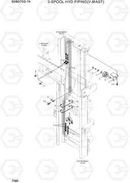 7080 3-SPOOL HYD PIPING(V-MAST) 50/60/70D-7A, Hyundai