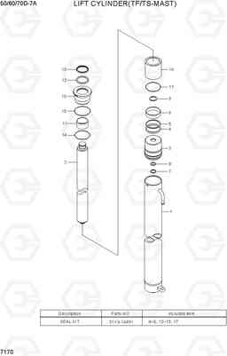 7170 LIFT CYLINDER(TF/TS-MAST) 50/60/70D-7A, Hyundai