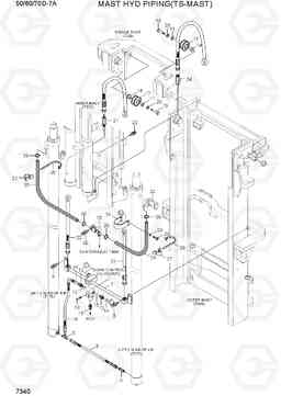 7340 MAST HYDRAULIC PIPING(TS-MAST) 50/60/70D-7A, Hyundai