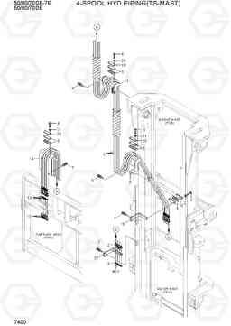 7400 4-SPOOL HYD PIPING(TS-MAST) 50/60/70D-7A, Hyundai