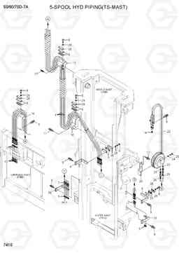 7410 5-SPOOL HYD PIPING(TS-MAST) 50/60/70D-7A, Hyundai