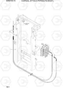 7611 3-SPOOL ATTACH PIPING(TS-MAST) 50/60/70D-7A, Hyundai