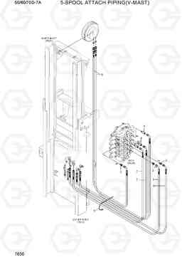 7630 5-SPOOL ATTACH PIPING(V-MAST) 50/60/70D-7A, Hyundai