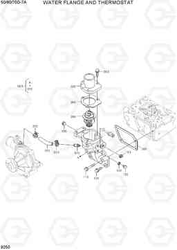 9250 WATER FLANGE AND THERMOSTAT 50/60/70D-7A, Hyundai