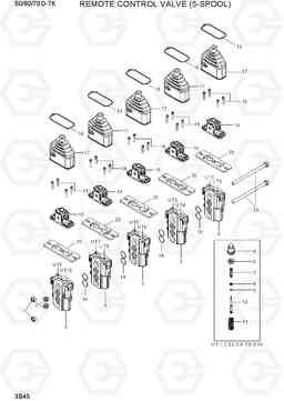 3B45 REMOTE CONTROL VALVE (5-SPOOL) 50/60/70D-7K, Hyundai