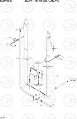 7030 MAST PIPING (V-MAST) 50/60/70D-7K, Hyundai