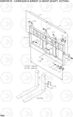 7046 CARRIAGE & B/REST (V-MAST,SHAFT, 6/7TON) 50/60/70D-7K, Hyundai