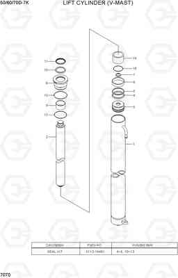 7070 LIFT CYLINDER (V-MAST) 50/60/70D-7K, Hyundai