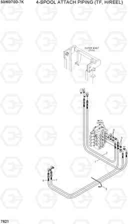 7621 4-SPOOL ATTACH PIPING (TF, H/REEL) 50/60/70D-7K, Hyundai