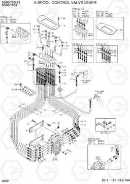 3040 5-SPOOL CONTROL LEVER 50/60/70D-7E, Hyundai
