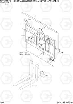 7045 CARRIAGE & B/REST(V-MAST,SHAFT, 5TON) 50/60/70D-7E, Hyundai