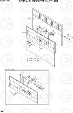 7150 CARR & BACKREST(TF-MAST,HOOK) 50/60/70D-7E, Hyundai