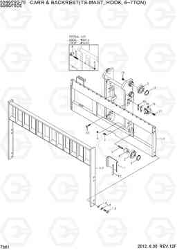 7361 CARR & BACKREST(TS-MAST,HOOK, 6~7TON) 50/60/70D-7E, Hyundai