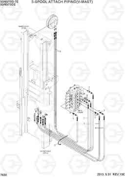 7630 5-SPOOL ATTACH PIPING(V-MAST) 50/60/70D-7E, Hyundai