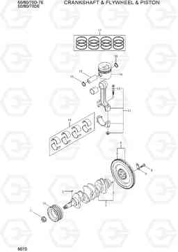 9070 CRANKSHAFT & FLYWHEEL & PISTON 50/60/70D-7E, Hyundai