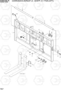 7047 CARRIAGE & B/REST (V, SHAFT, 6~7TON,OPT) 50/60/70D-7E ACE, Hyundai