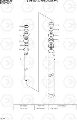 7070 LIFT CYLINDER (V-MAST) 50/60/70D-7E ACE, Hyundai