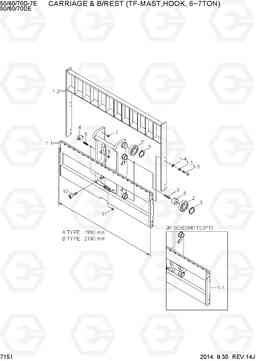 7151 CARRIAGE & B/REST (TF-MAST,HOOK, 6~7TON) 50/60/70D-7E ACE, Hyundai