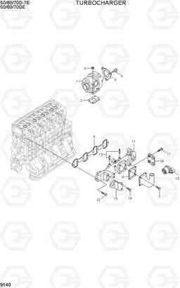 9140 TURBOCHARGER 50/60/70D-7E ACE, Hyundai