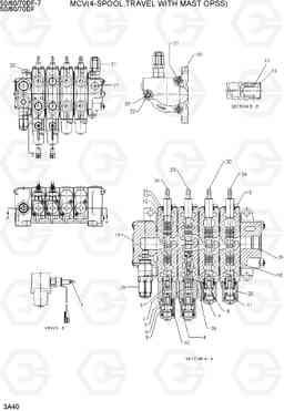 3A40 MCV(4-SPOOL, TRAVEL WITH MAST OPSS) 50/60/70DF-7, Hyundai