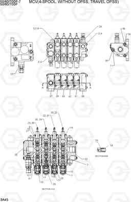 3A45 MCV(4-SPOOL, WITHOUT OPSS, TRAVEL OPSS) 50/60/70DF-7, Hyundai