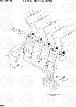 3040 5-SPOOL CONTROL LEVER 50/60/70DS-7E, Hyundai