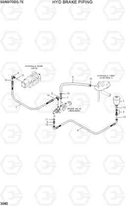 3080 HYD BRAKE PIPING 50/60/70DS-7E, Hyundai