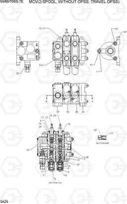 3A25 MCV(2-SPOOL, WITHOUT OPSS, TRAVEL OPSS) 50/60/70DS-7E, Hyundai