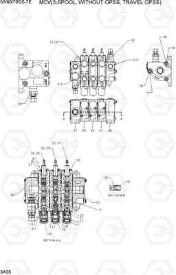 3A35 MCV(3-SPOOL, WITHOUT OPSS, TRAVEL OPSS) 50/60/70DS-7E, Hyundai