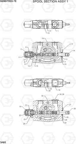 3A60 SPOOL SECTION ASSY 1 50/60/70DS-7E, Hyundai