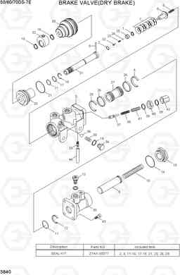 3B40 BRAKE VALVE(DRY BRAKE) 50/60/70DS-7E, Hyundai