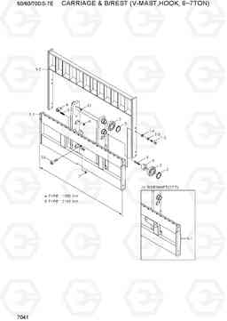 7041 CARRIAGE & BACKREST(V-MAST,HOOK,6~7TON) 50/60/70DS-7E, Hyundai