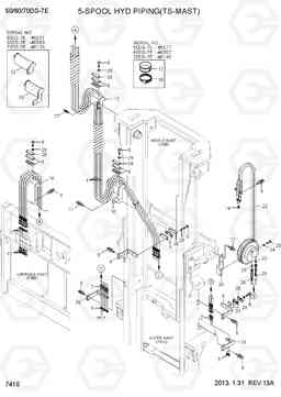 7410 5-SPPOL HYD PIPING(TS-MAST) 50/60/70DS-7E, Hyundai