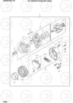 9290 ALTERNATOR(24V-50A) 50/60/70DS-7E, Hyundai