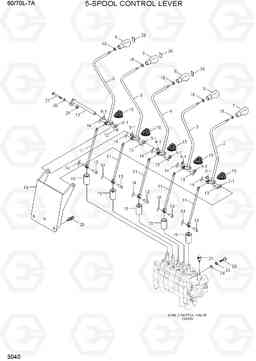 3040 5-SPOOL CONTROL LEVER 60/70L-7A, Hyundai