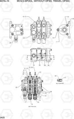 3A25 MCV(2-SPOOL, WITHOUT OPSS, TRAVEL OPSS) 60/70L-7A, Hyundai