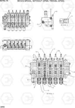 3A55 MCV(5-SPOOL, WITHOUT OPSS, TRAVEL OPSS) 60/70L-7A, Hyundai