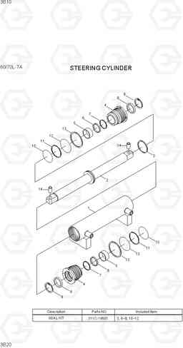 3B20 STEERING CYLINDER 60/70L-7A, Hyundai