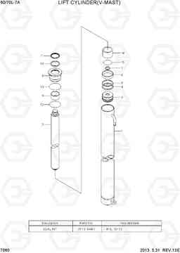 7060 LIFT CYLINDER(V-MAST) 60/70L-7A, Hyundai