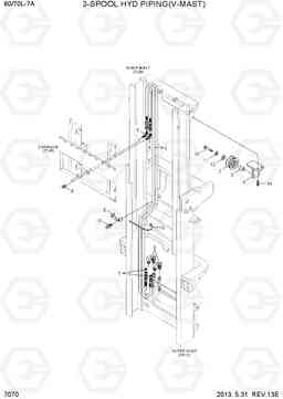 7070 3-SPOOL HYD PIPING(V-MAST) 60/70L-7A, Hyundai