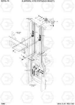 7080 4-SPOOL HYD PIPING(V-MAST) 60/70L-7A, Hyundai