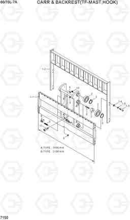 7150 CARRIAGE & BACKREST(TF-MAST,HOOK) 60/70L-7A, Hyundai