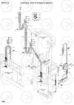 7410 5-SPOOL HYD PIPING(TS-MAST) 60/70L-7A, Hyundai